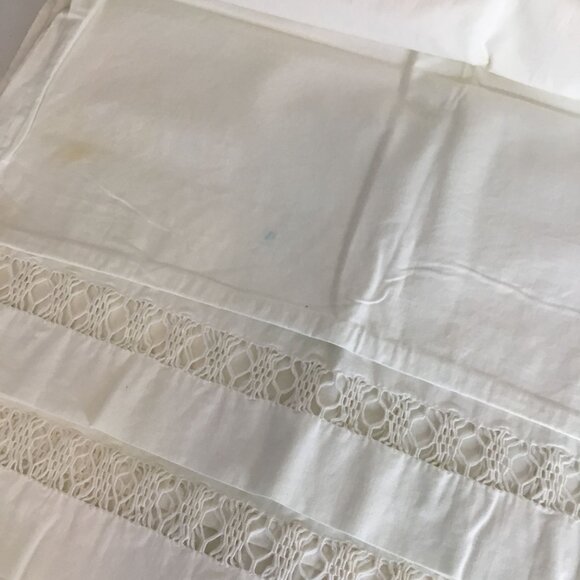 VTG Ivory Muslin Full Sheet 81x108 Hemstitched Pillowcases Cottagecore Farmhouse - Picture 4 of 10